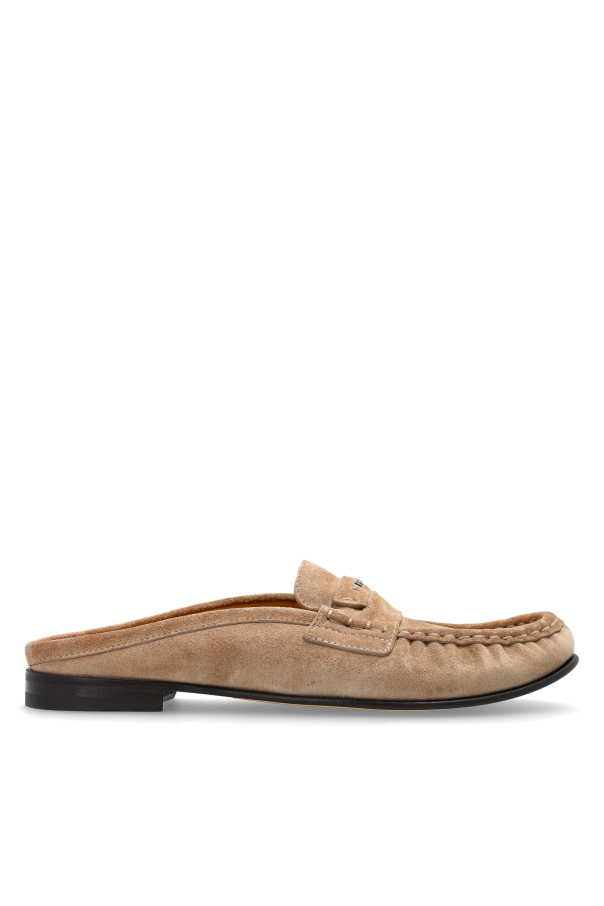 Suede slides with logo od Fendi