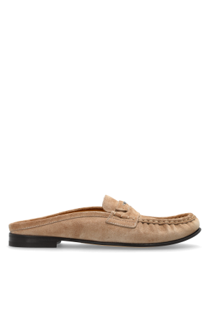 Suede slides with logo