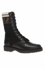 Fendi BLACK Combat boots with knit sock detail