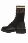 Fendi BLACK Combat boots with knit sock detail