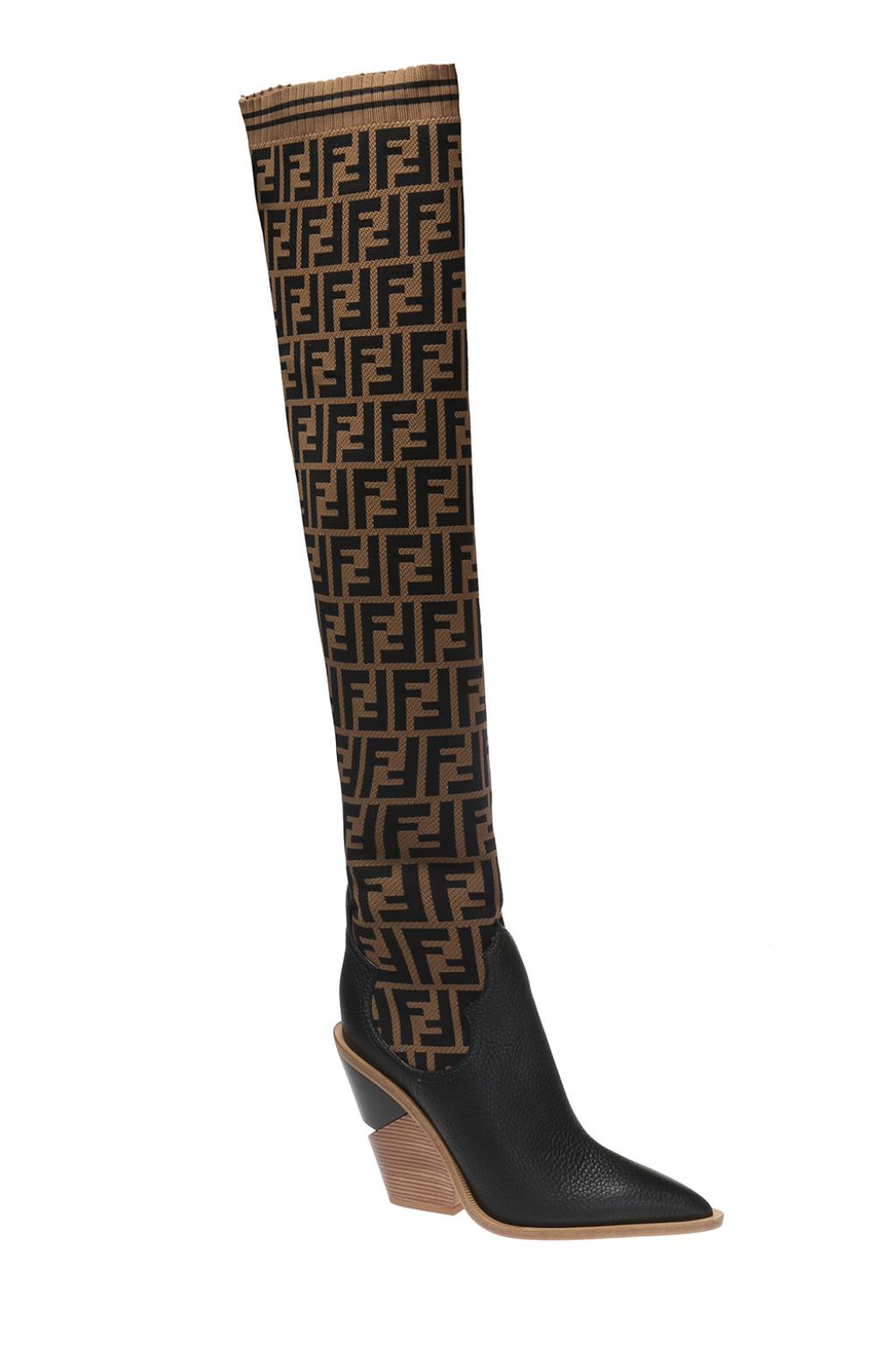 Thigh-high boots with sock Fendi 