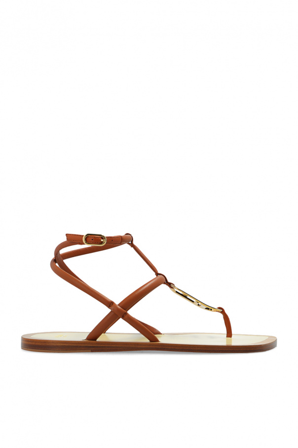 fendi kids Leather sandals with logo