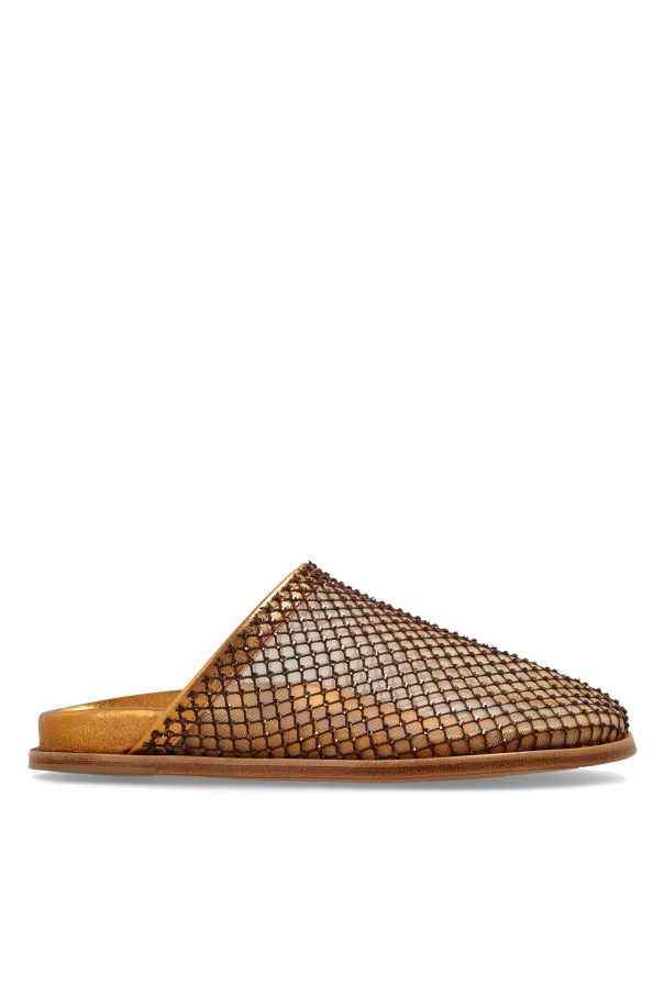 Leather sandals with shimmering crystals od forte_forte