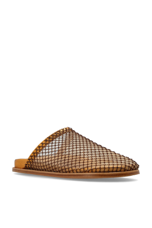 forte_forte Leather slides with shimmering crystals