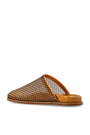 forte_forte Leather slides with shimmering crystals