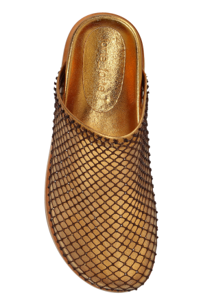 forte_forte Leather slides with shimmering crystals
