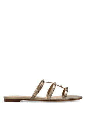 Leather slides with studs