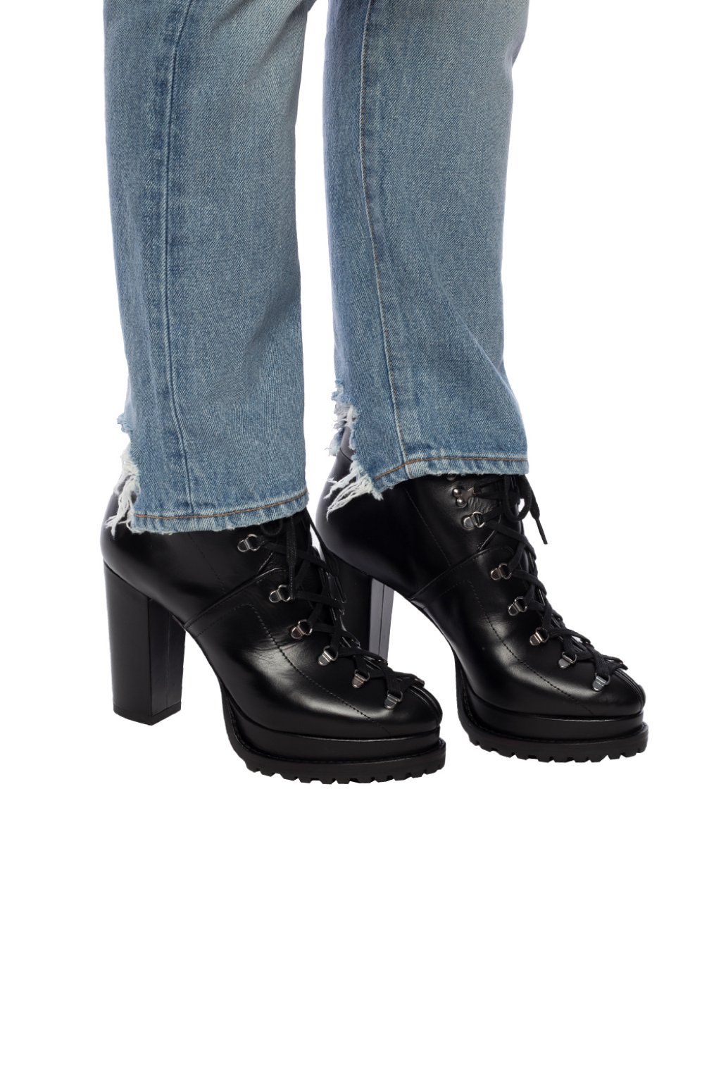 Alaïa Platform ankle boots with stitching