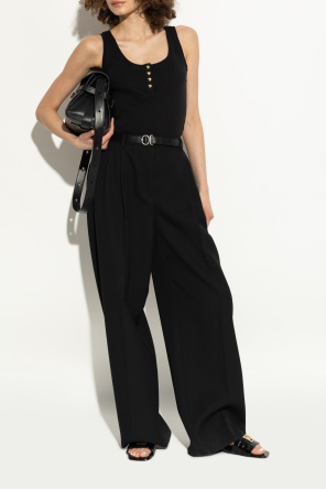 Anine Bing Leather slides with logo-shaped applique