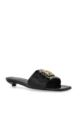 Anine Bing Leather slides with logo-shaped applique