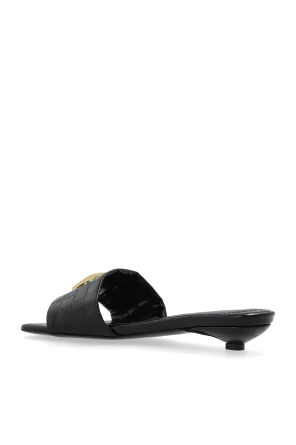 Anine Bing Leather slides with logo-shaped applique