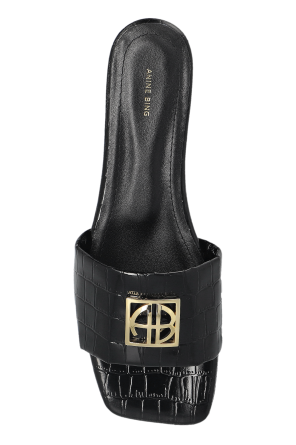 Anine Bing Leather slides with logo-shaped applique