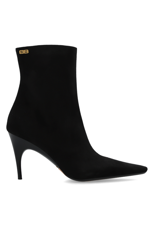 ‘Duchesse’ suede heeled ankle boots od Balenciaga