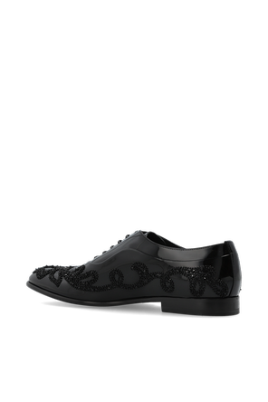 Dolce & Gabbana Dolce & Gabbana Black Embellished Leather Lace-up Shoes
