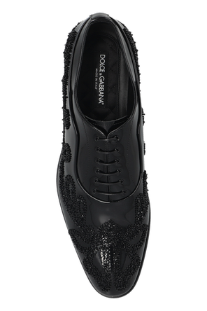 Dolce & Gabbana Dolce & Gabbana Black Embellished Leather Lace-up Shoes