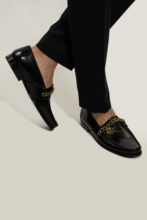 Dolce & Gabbana metallic-threaded knitted jumper Leather loafers