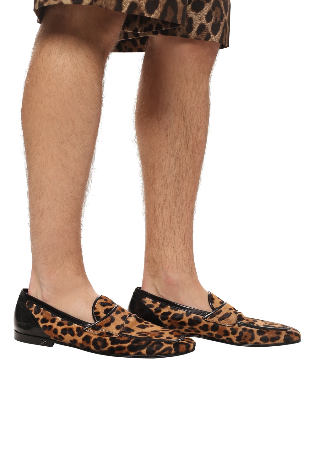leopard printed silk dress dolce gabbana dress fsadd Leather loafers