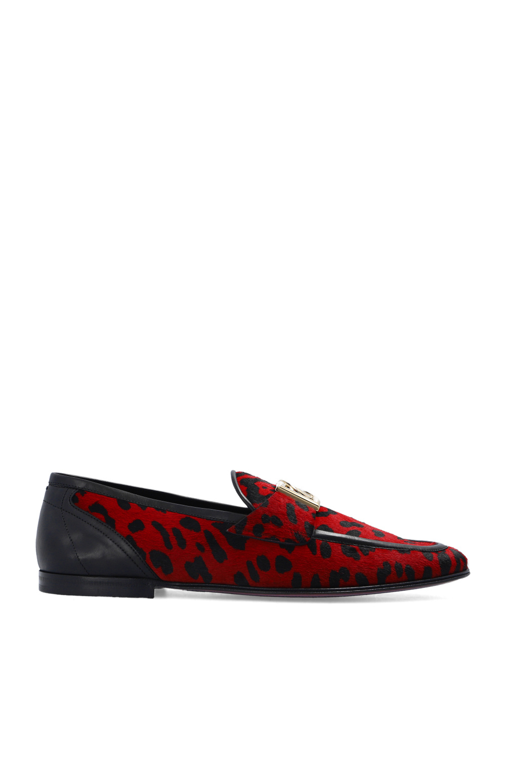 Dolce & Gabbana mixed-print button-fastening polo shirt Leather loafers