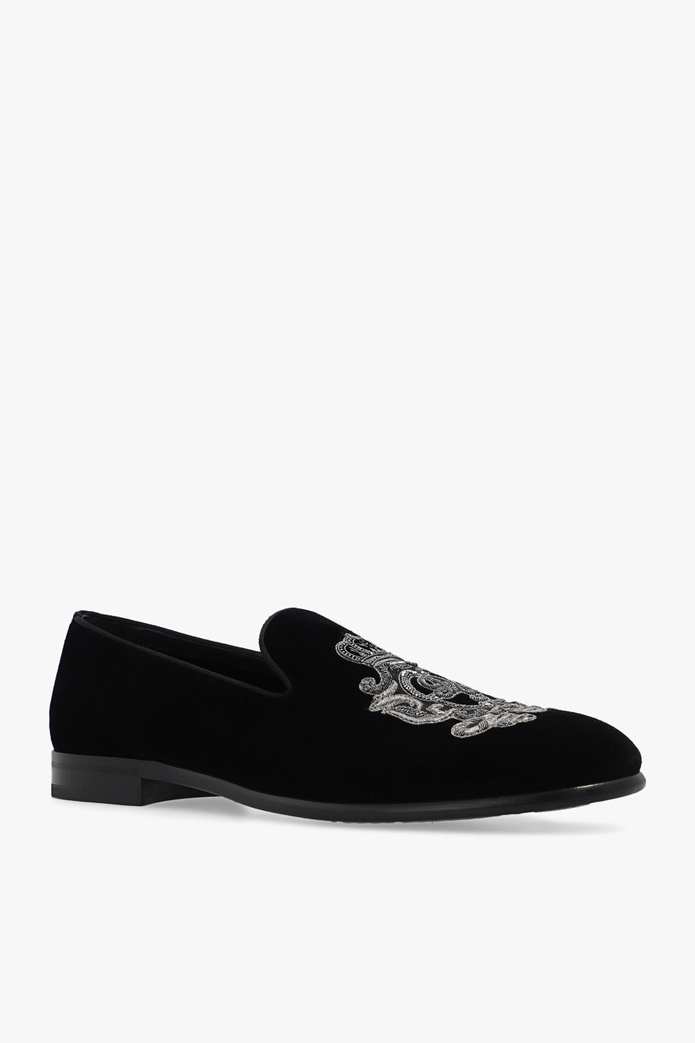 dolce gabbana jute and leather belt Velvet loafers