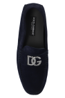 Dolce & Gabbana NAVY BLUE Suede moccasins with logo