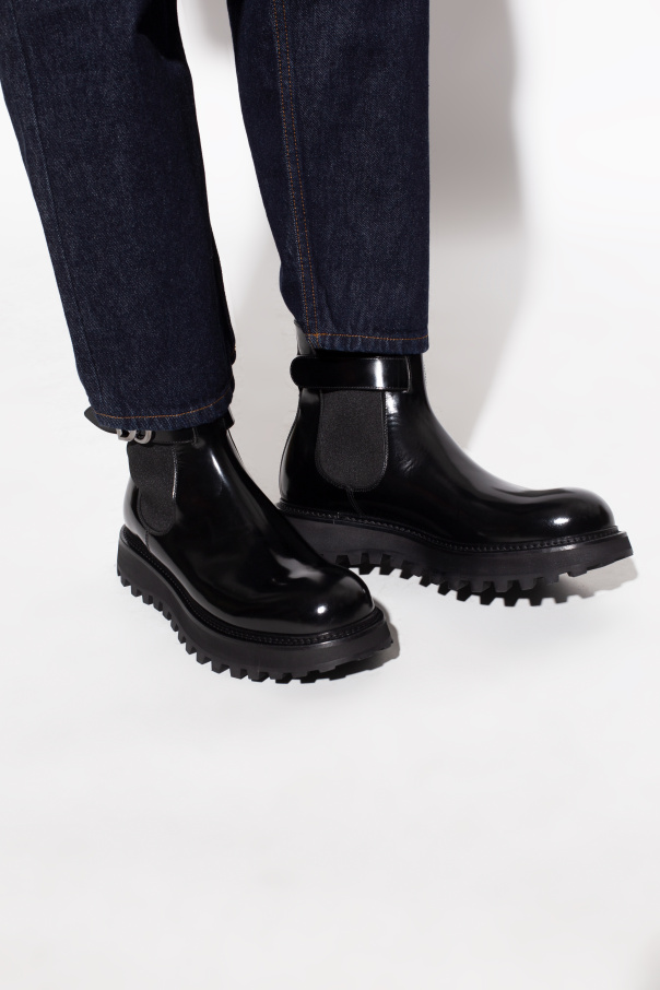 Dolce & Gabbana one-shoulder zebra-print dress Nero Ankle boots