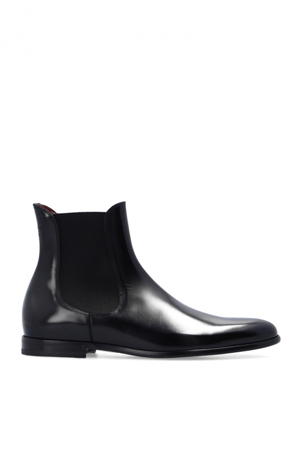 dolce gabbana short sleeve tweed midi dress item ‘Raffaello’ leather Chelsea boots