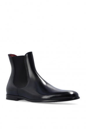 Dolce & Gabbana Shiny Black Leather Lace-up Shoes ‘Raffaello’ leather Chelsea boots