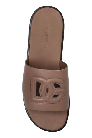 Dolce & Gabbana Skórzane klapki z logo