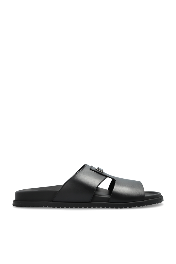Dolce & Gabbana Leather slides with appliqué