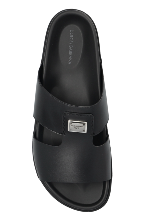 Dolce & Gabbana Leather slides with appliqué