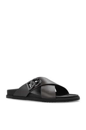 Dolce & Gabbana Leather slides with logo
