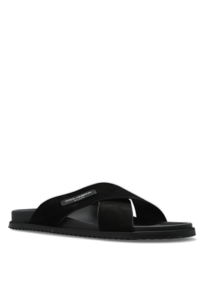 Dolce & Gabbana Suede slides with logo patch