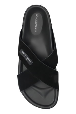 Dolce & Gabbana Suede slides with logo patch