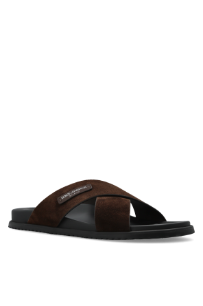 Dolce & Gabbana Suede slides with logo patch