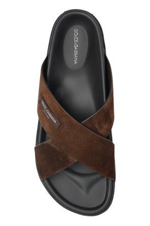 Dolce & Gabbana Suede slides with logo patch