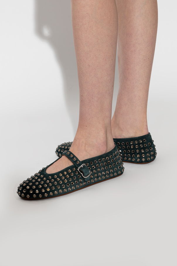 Alaïa Bailarinas de couro com aplicações brilhantes