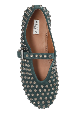 Alaïa Bailarinas de couro com aplicações brilhantes