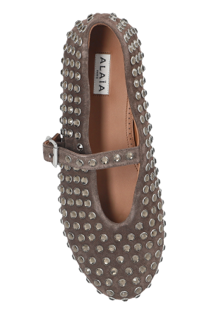 Alaïa Bailarinas de couro com aplicações brilhantes