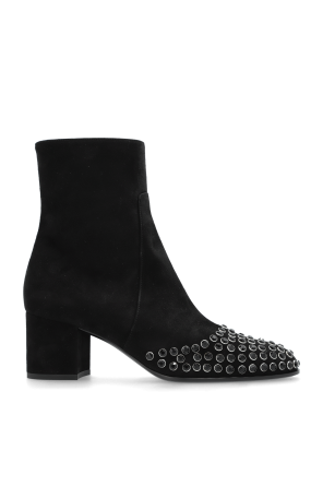 Suede ankle boots with studs