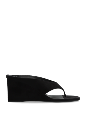 Suede wedge mules