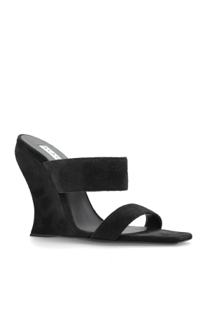 Alaïa Zamszowe klapki na koturnie