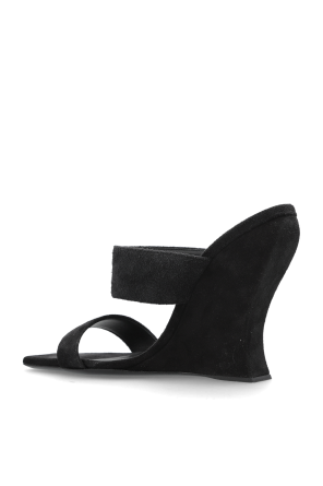 Alaïa Zamszowe klapki na koturnie