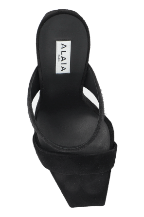 Alaïa Zamszowe klapki na koturnie