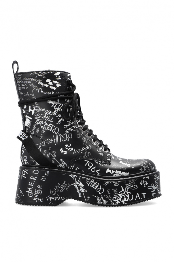 Dsquared2 ‘Scribbles’ wedge ankle boots