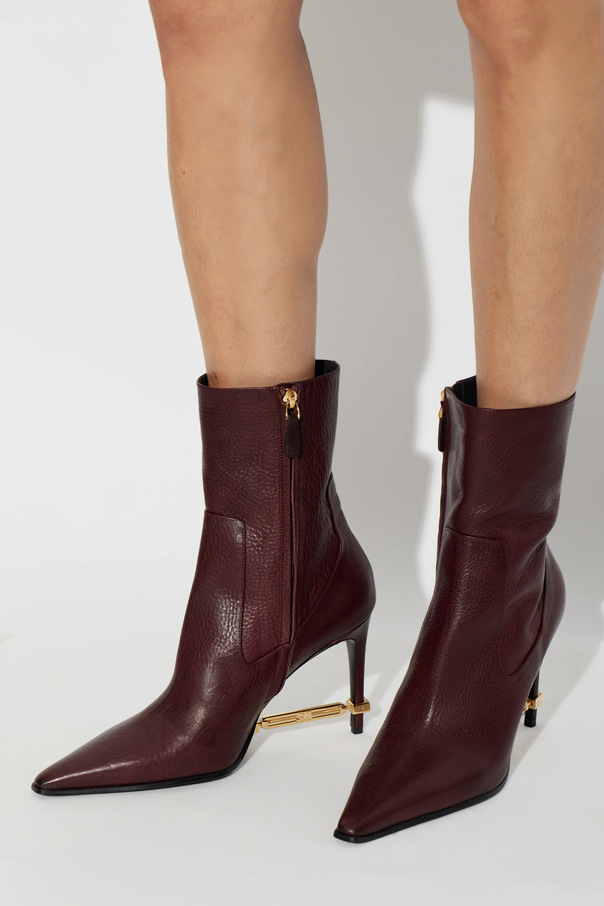Dsquared2 Leather ankle boots with appliqué