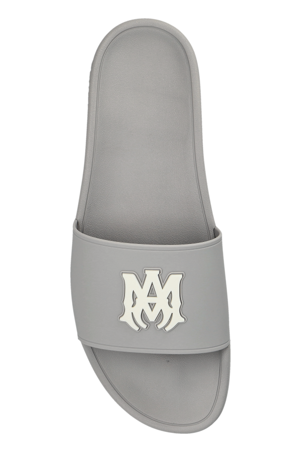 AMIRI White Embossed Logo Rubber Slide Sandals AMIRI White Logo Pool Slides Amiri main image 3