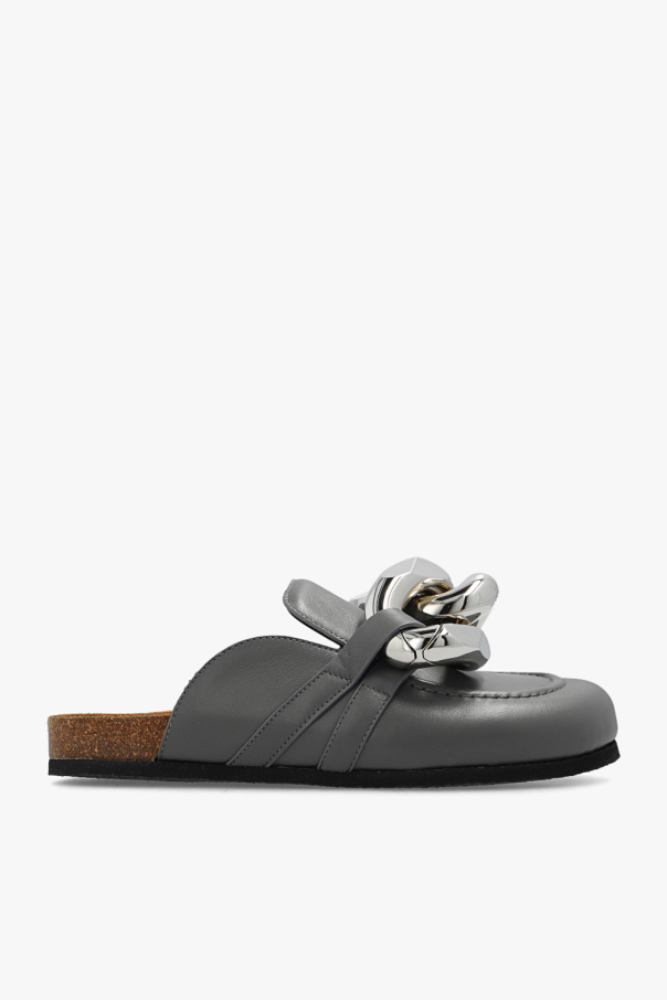 JW Anderson Leather slides with chain detail