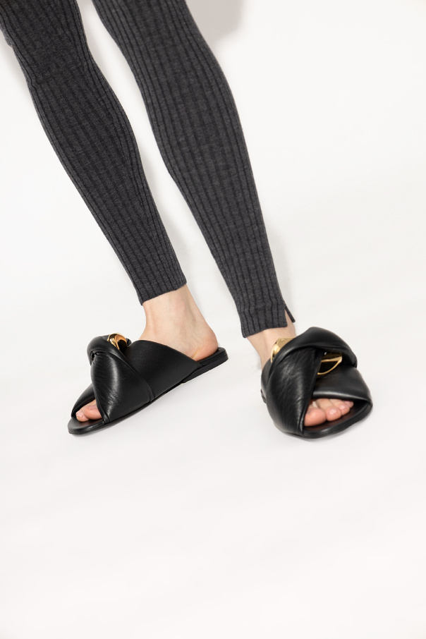 JW Anderson Leather slides with chain detail