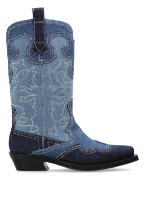 Denim heeled ankle boots