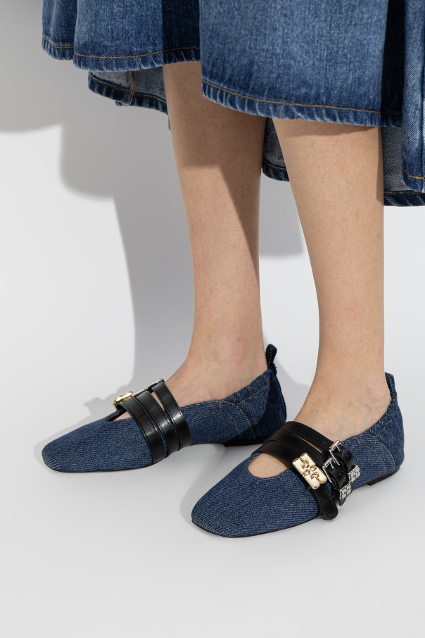 Ganni Denim ballet flats
